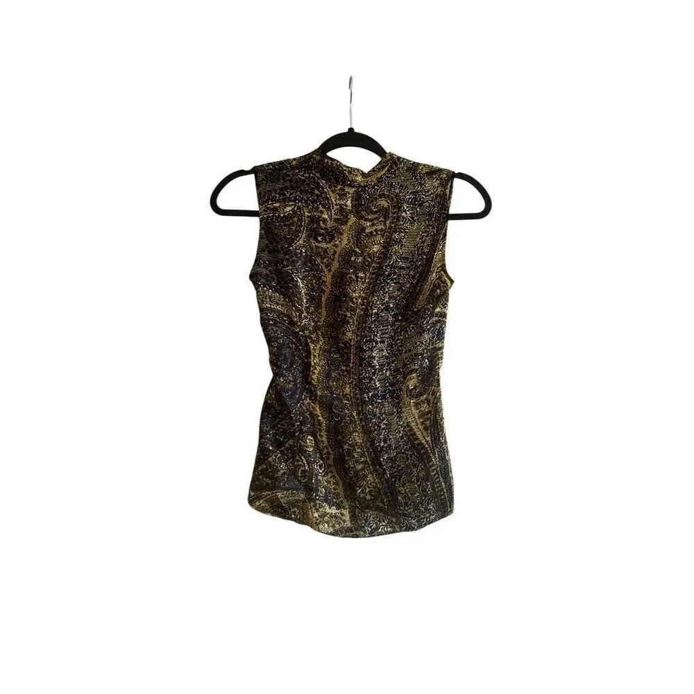 NWT Lafayette 148 New York Womans Olive100% Silk Sleeveless Top Size 0